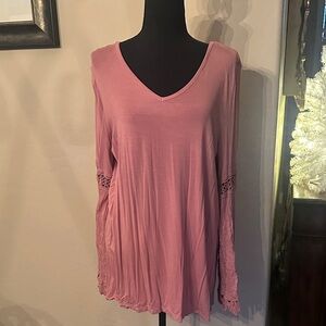 Soft Surrounding Pink Lace Sleeve Women's Top